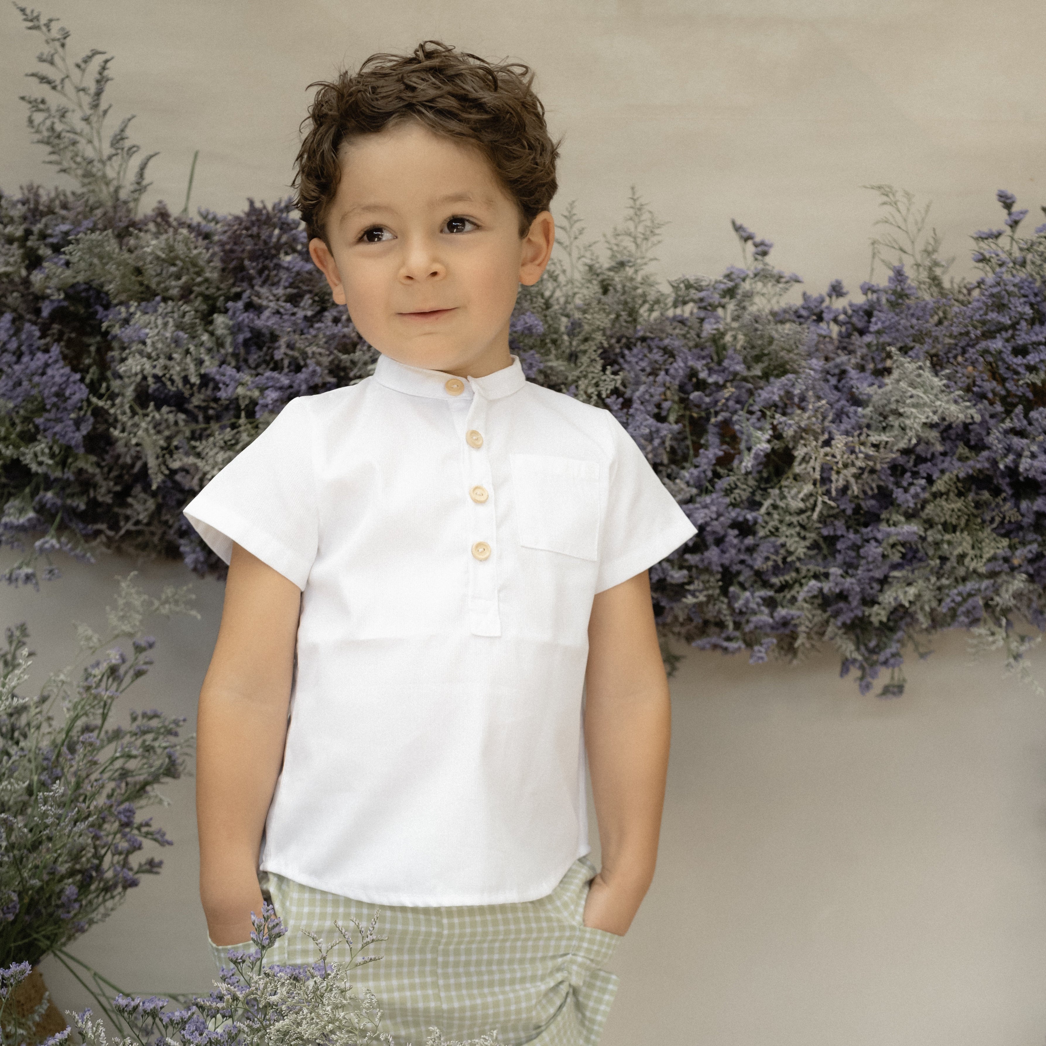 Camisa Charlie pique blanco manga corta