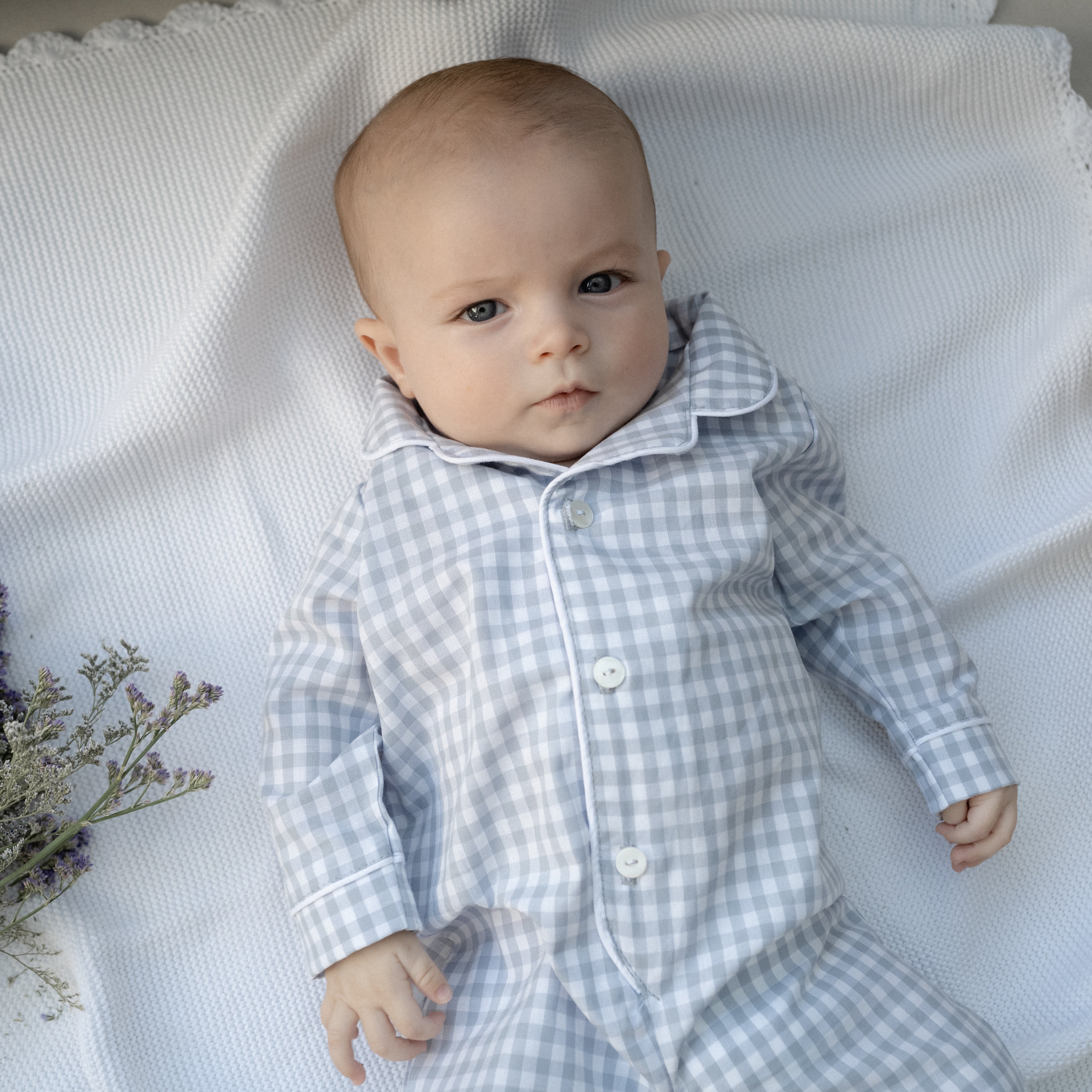 Enterito sin pies Popy cuadros azul/gris