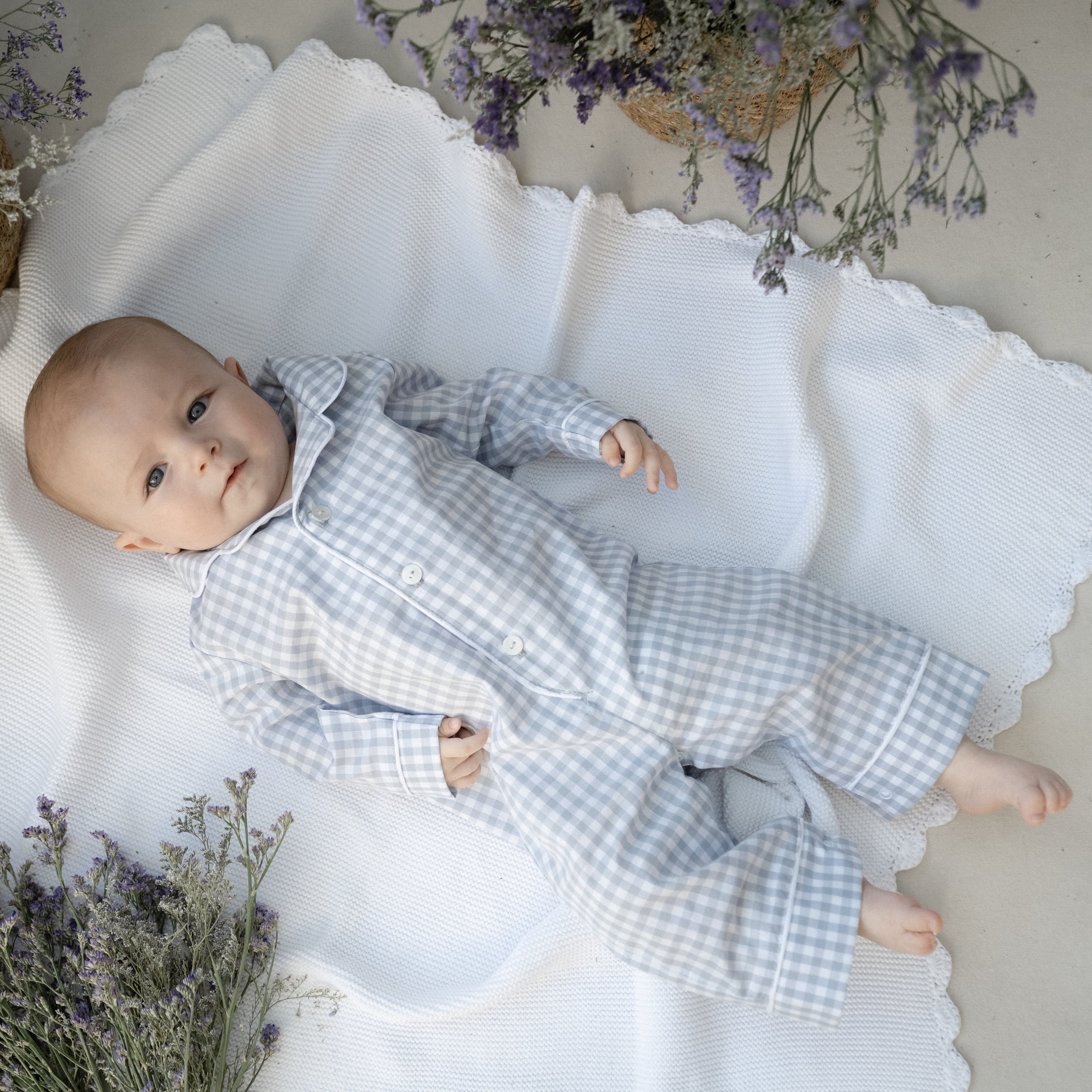 Enterito sin pies Popy cuadros azul/gris