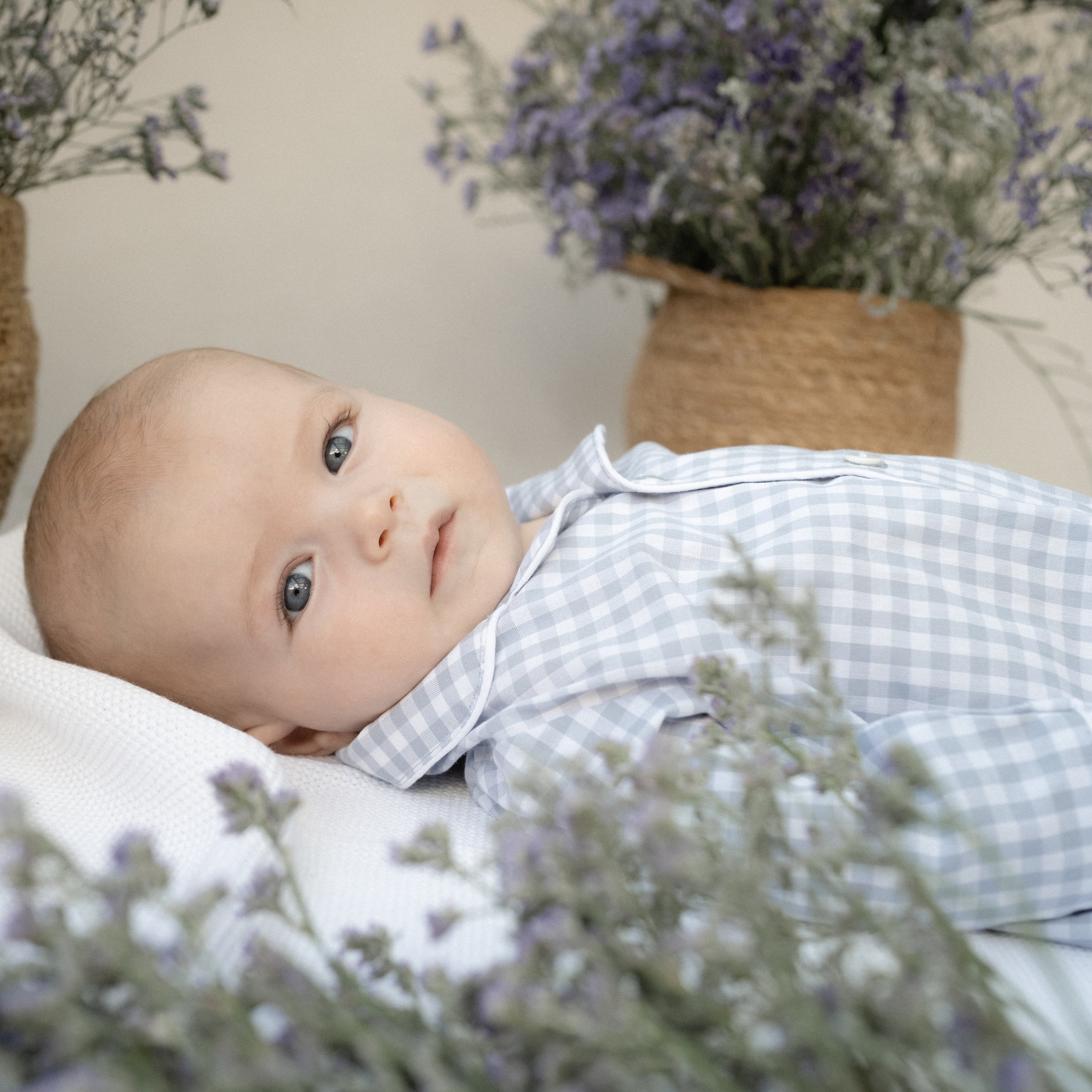 Enterito sin pies Popy cuadros azul/gris