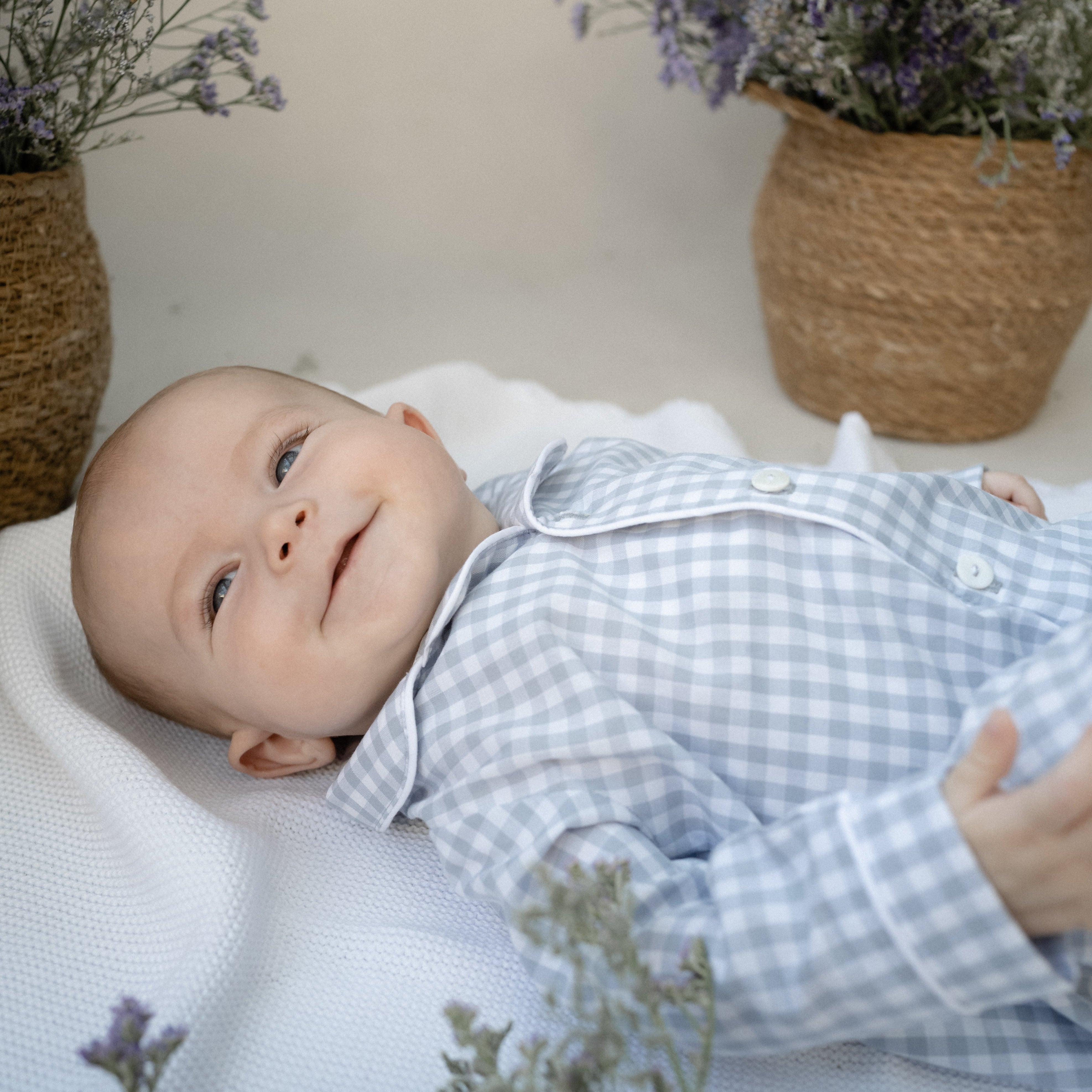 Enterito sin pies Popy cuadros azul/gris