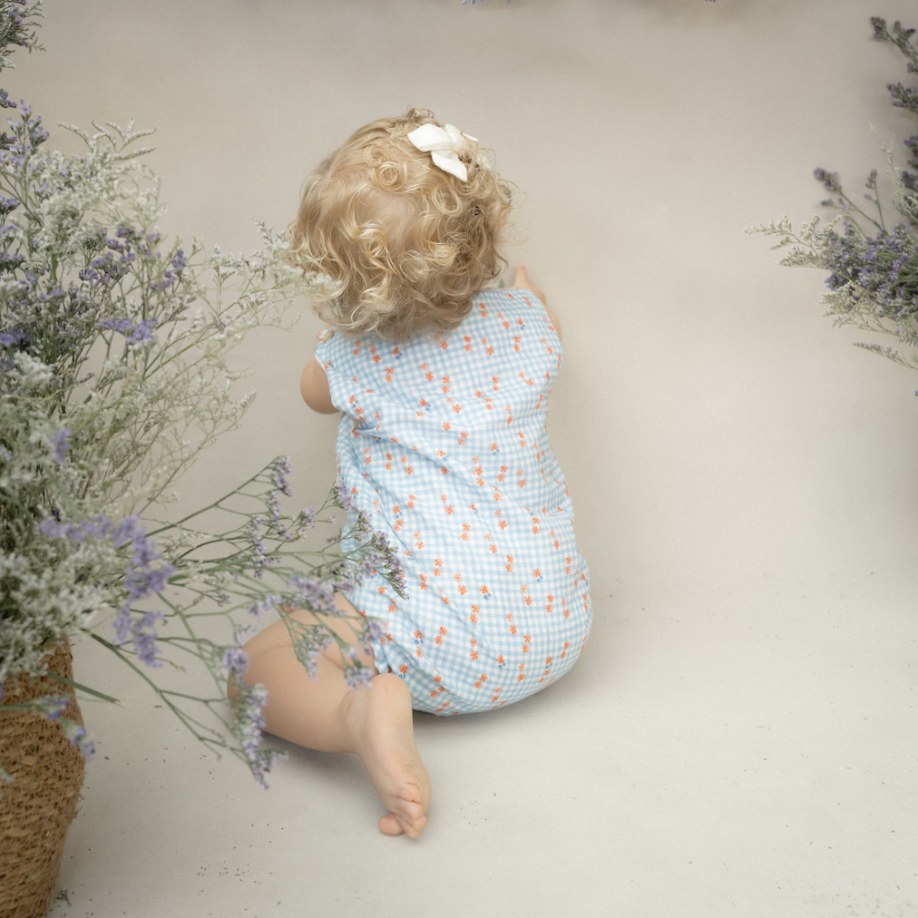 Bombacho Daniela vichy azul mini flor