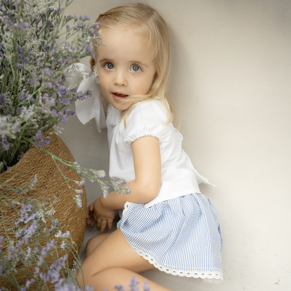 Camisa Lorenza manga corta pique banco