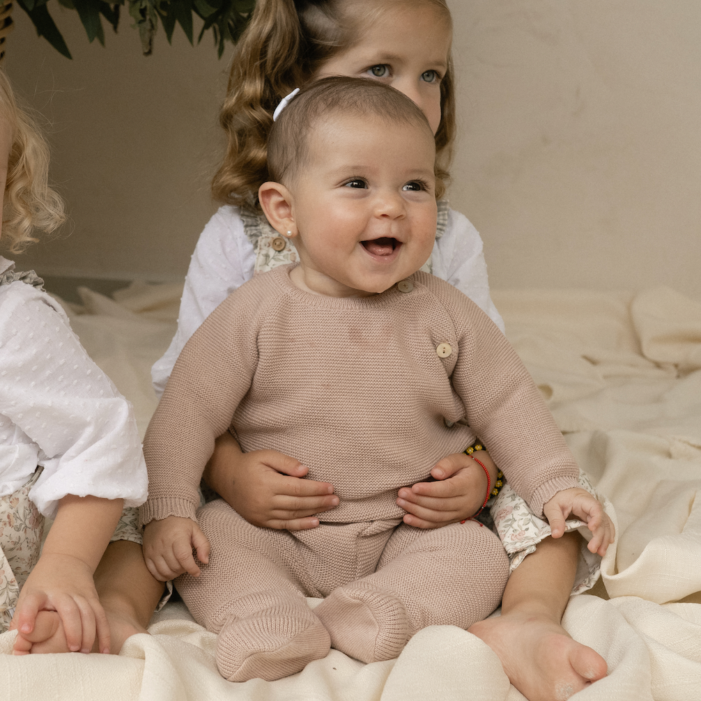 Set pantalón tejido rosa palo