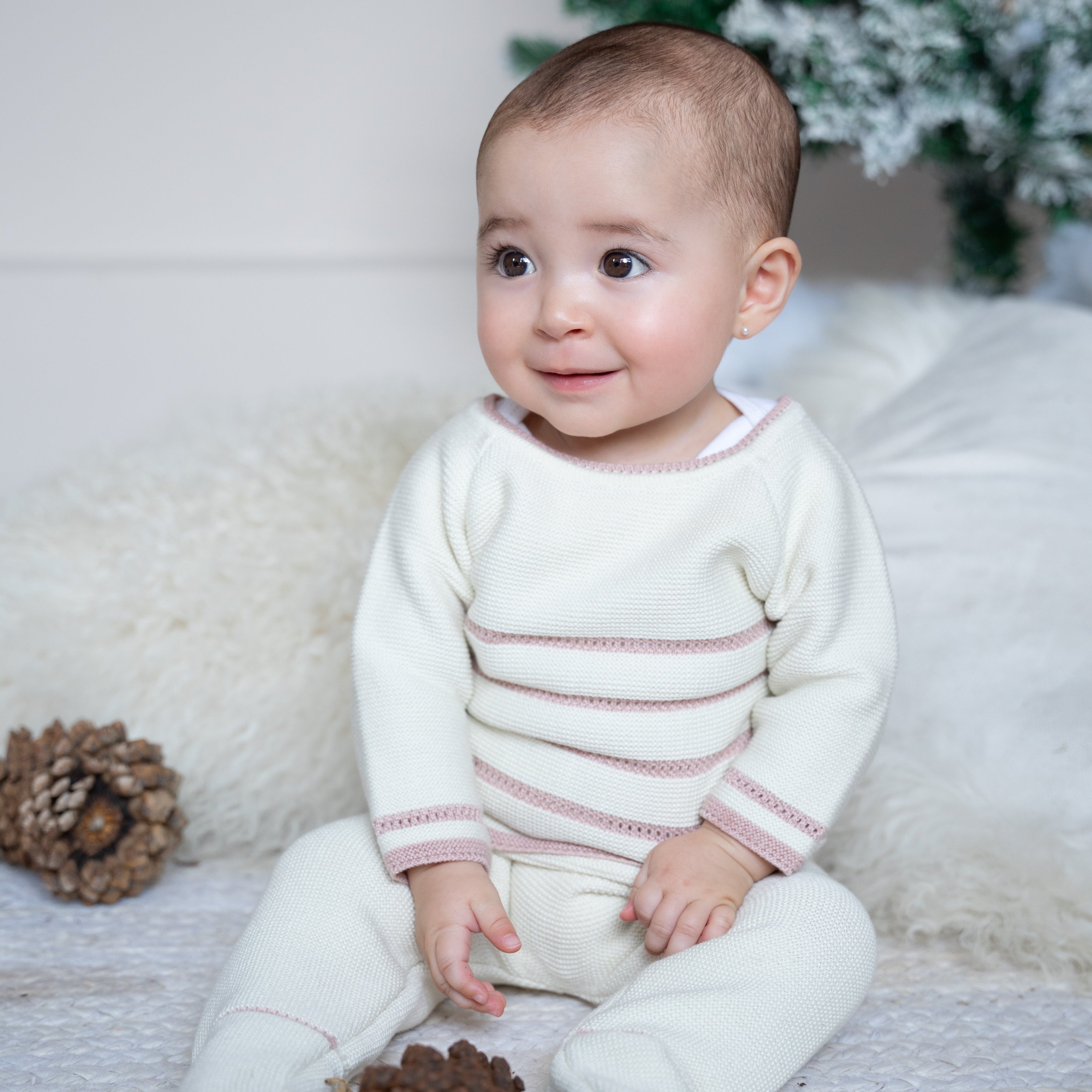 Set tejido hueso & rosa palo