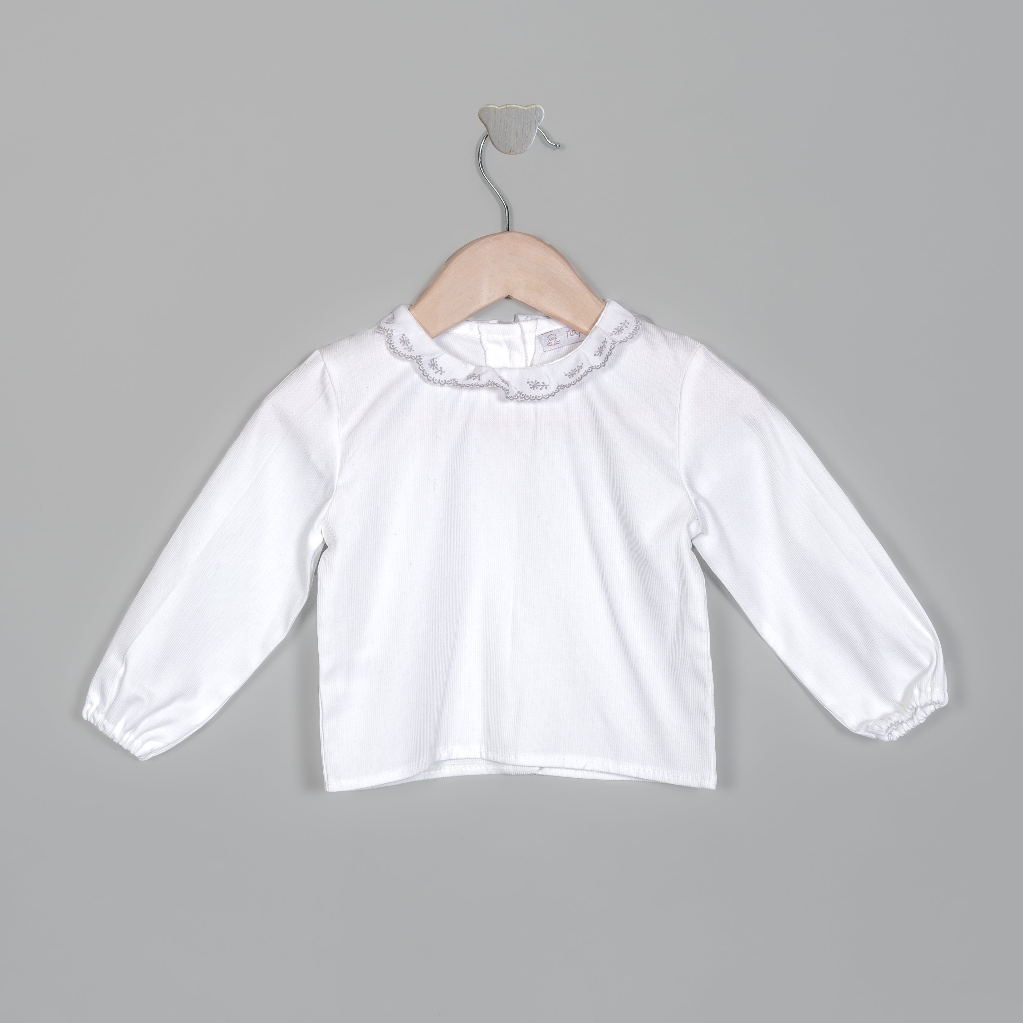 Camisa Lorenza pique tira bordada gris