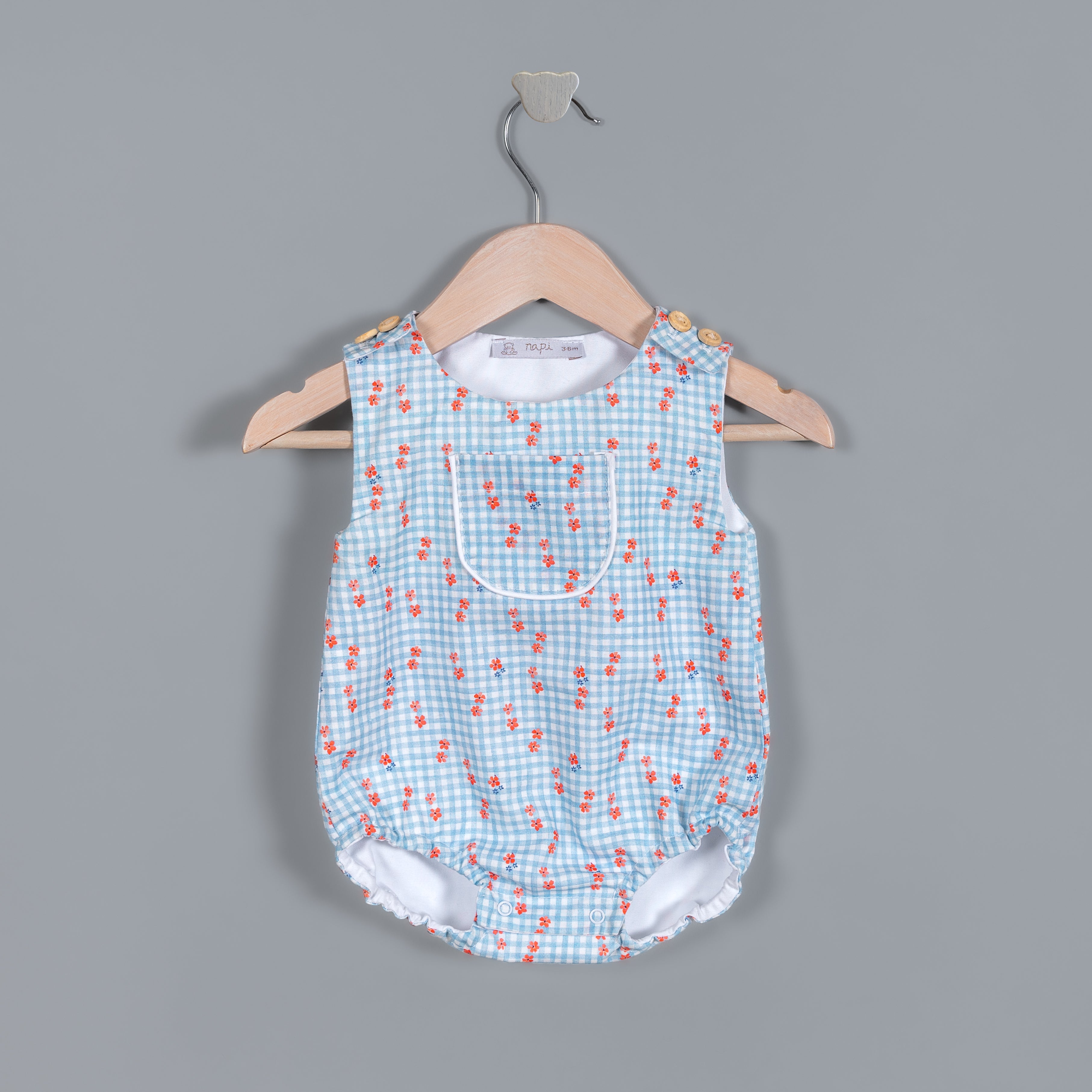 Bombacho Daniela vichy azul mini flor