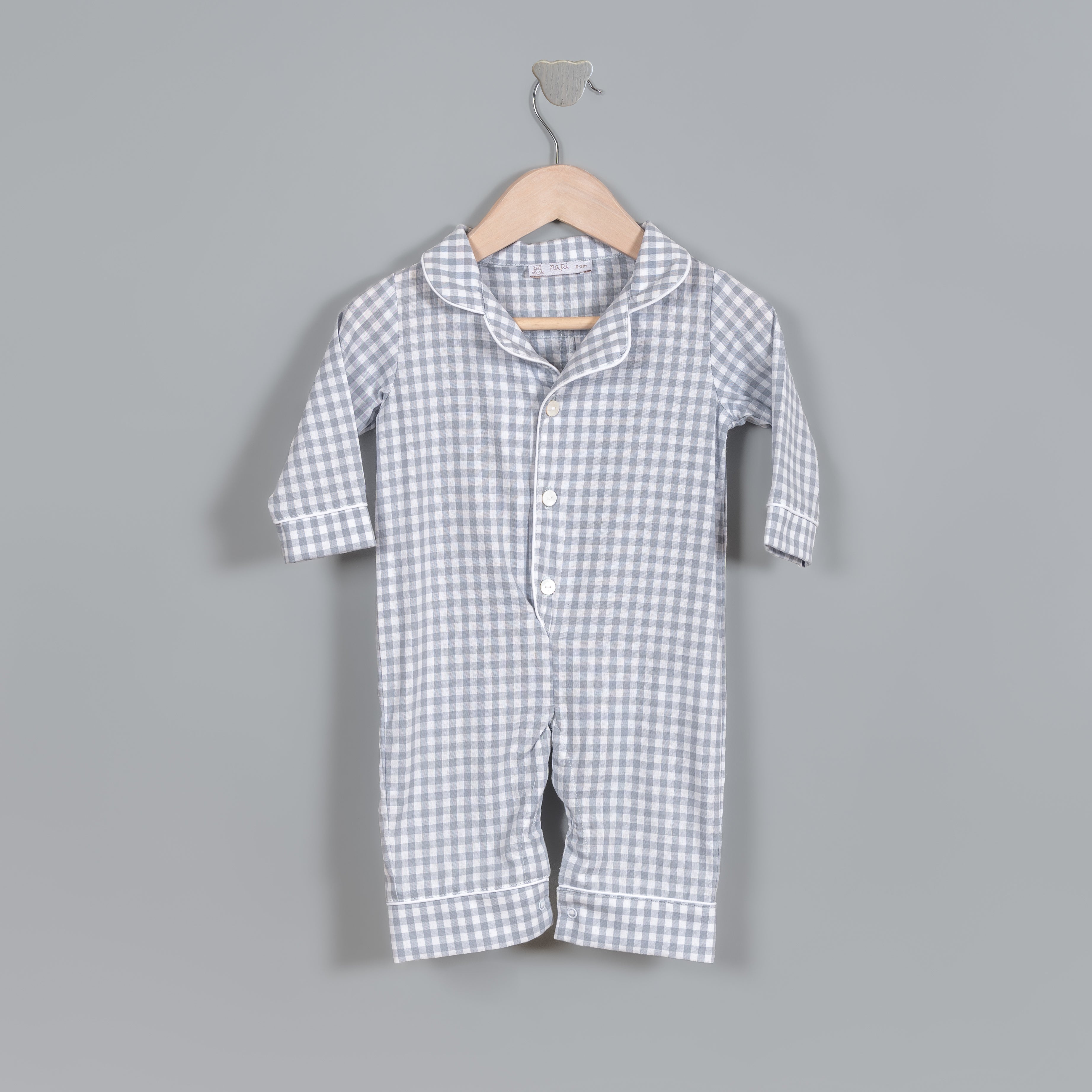 Enterito sin pies Popy cuadros azul/gris