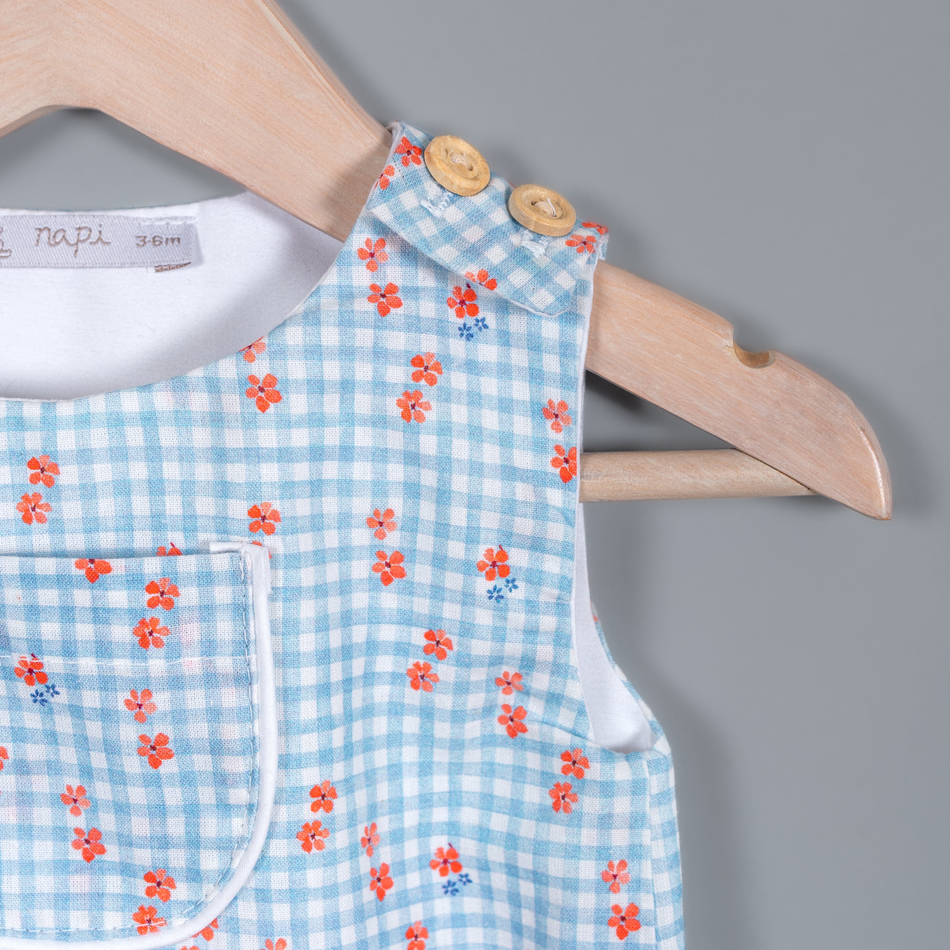 Bombacho Daniela vichy azul mini flor