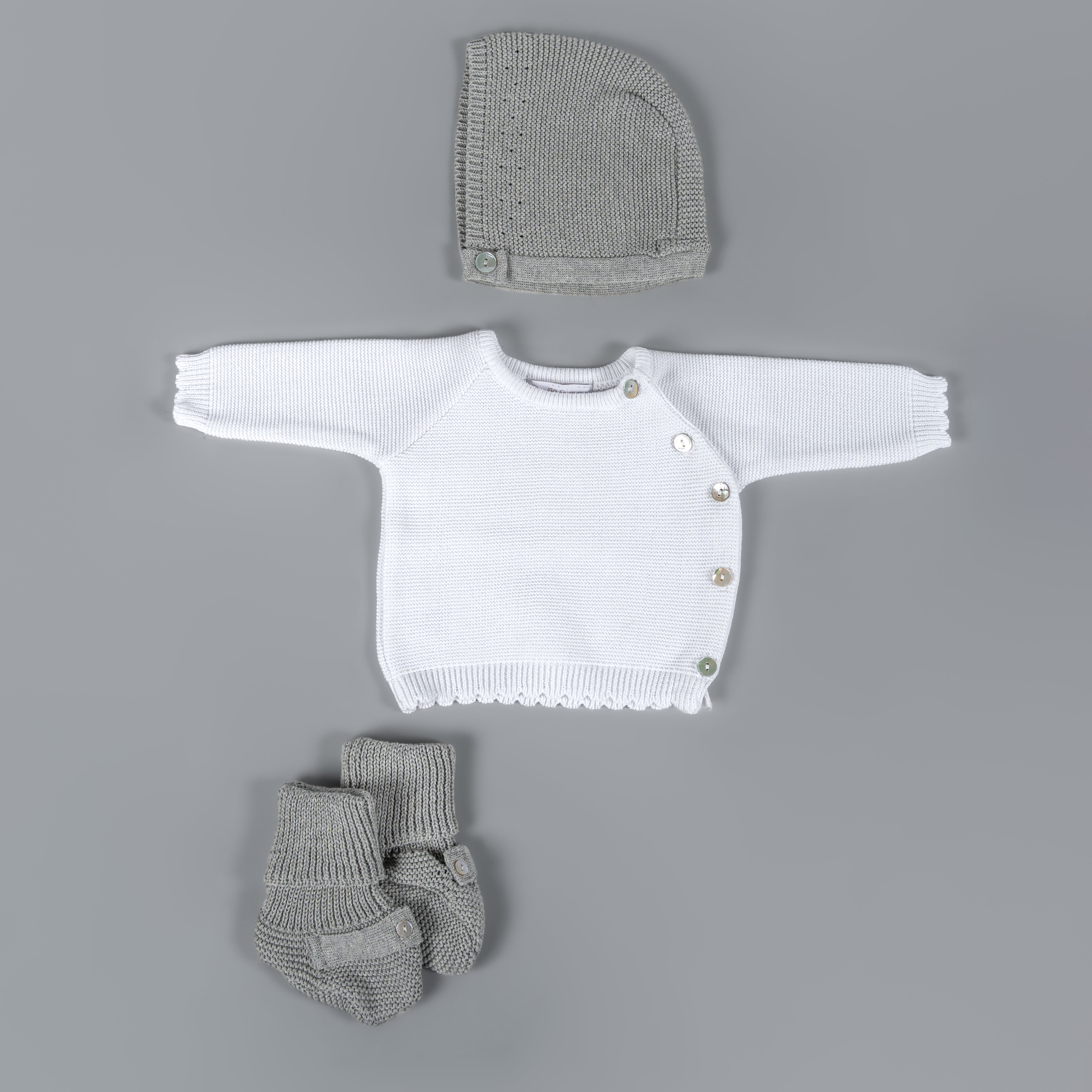 Set bebe garigoleado sueter blanco