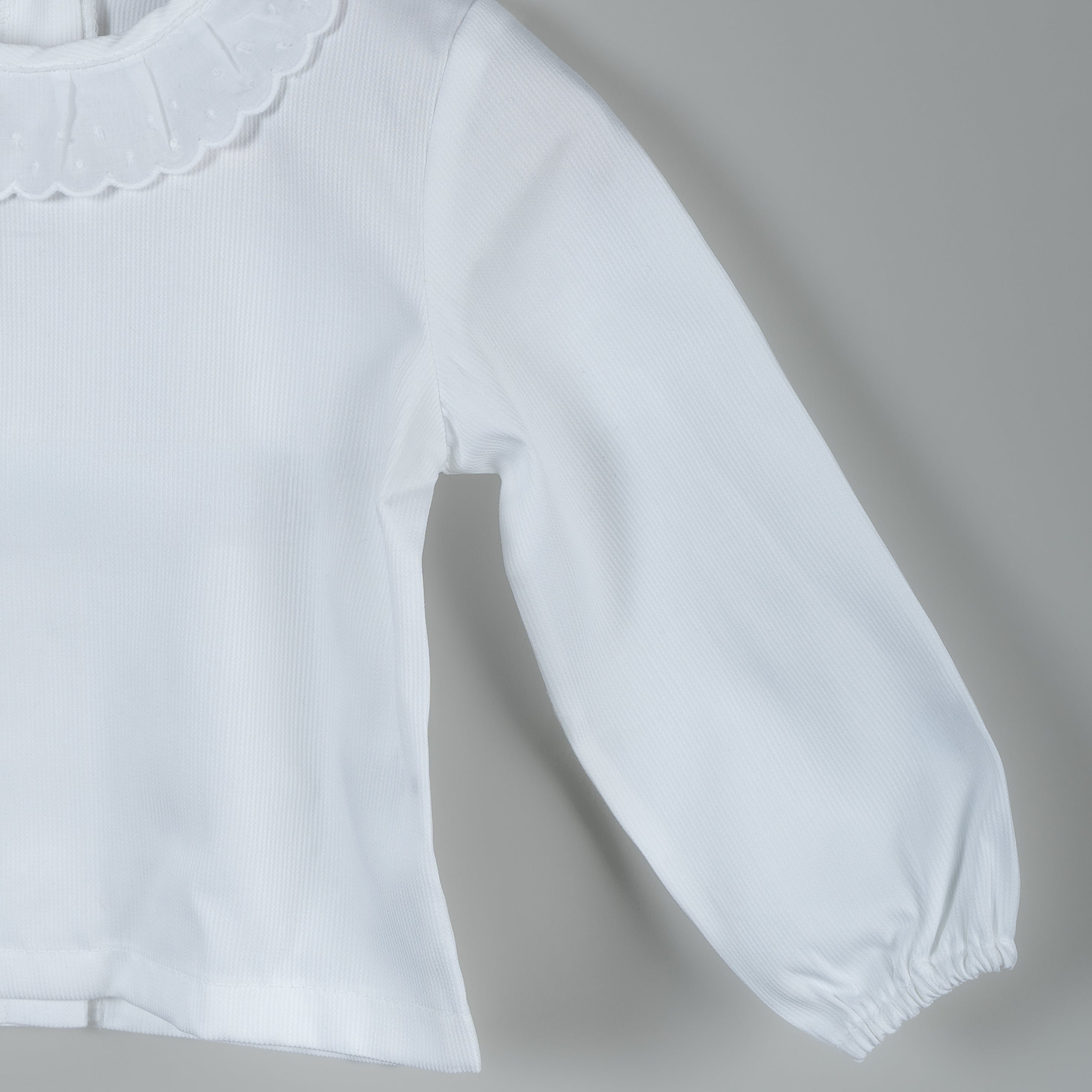 Camisa Lorenza pique tira bordada blanca