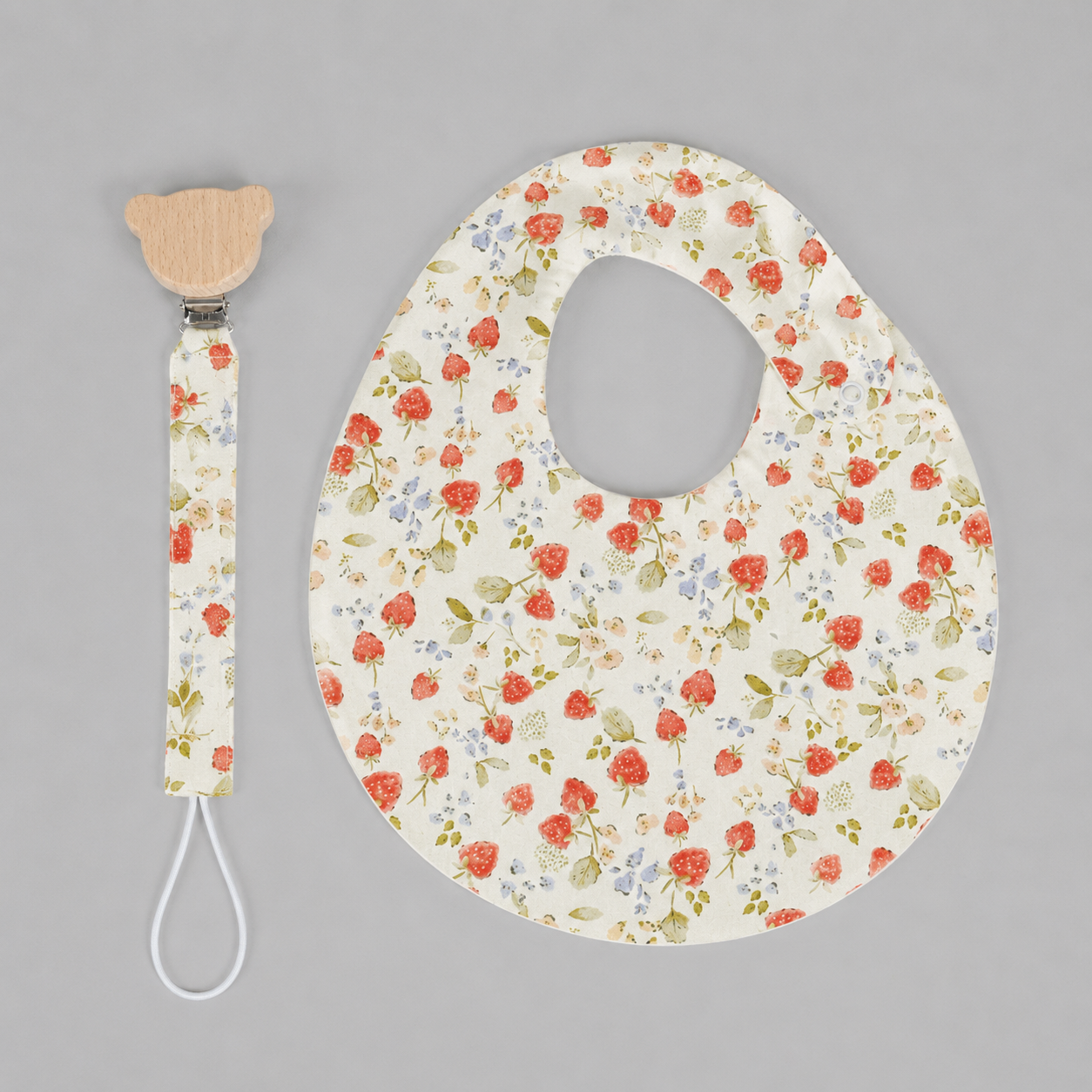 Set babero & portachupon fresas