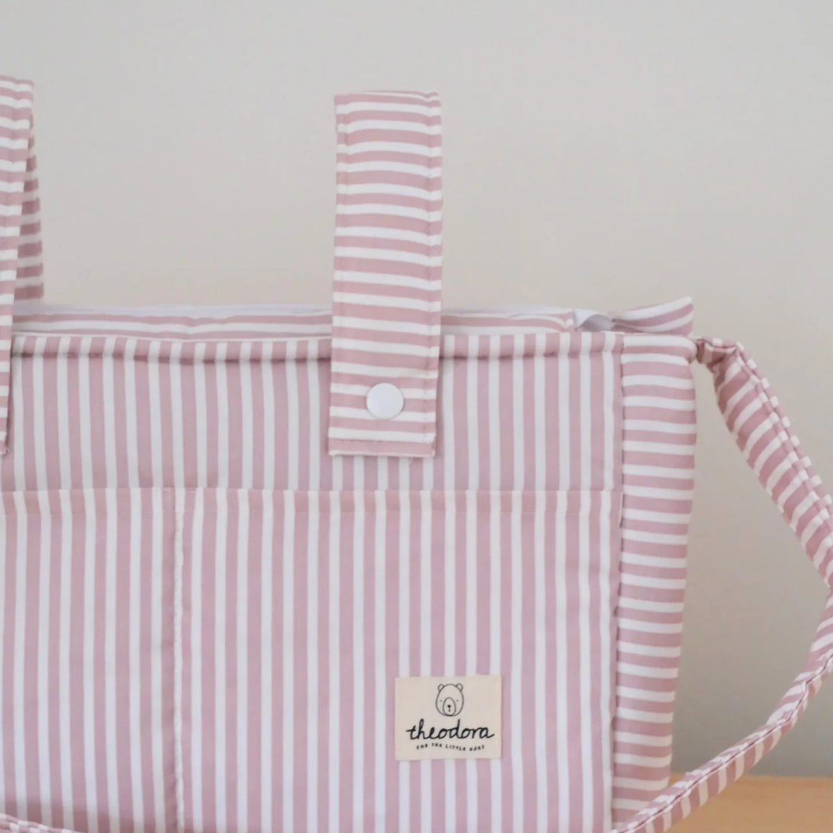 Pañalera rayas dusty pink