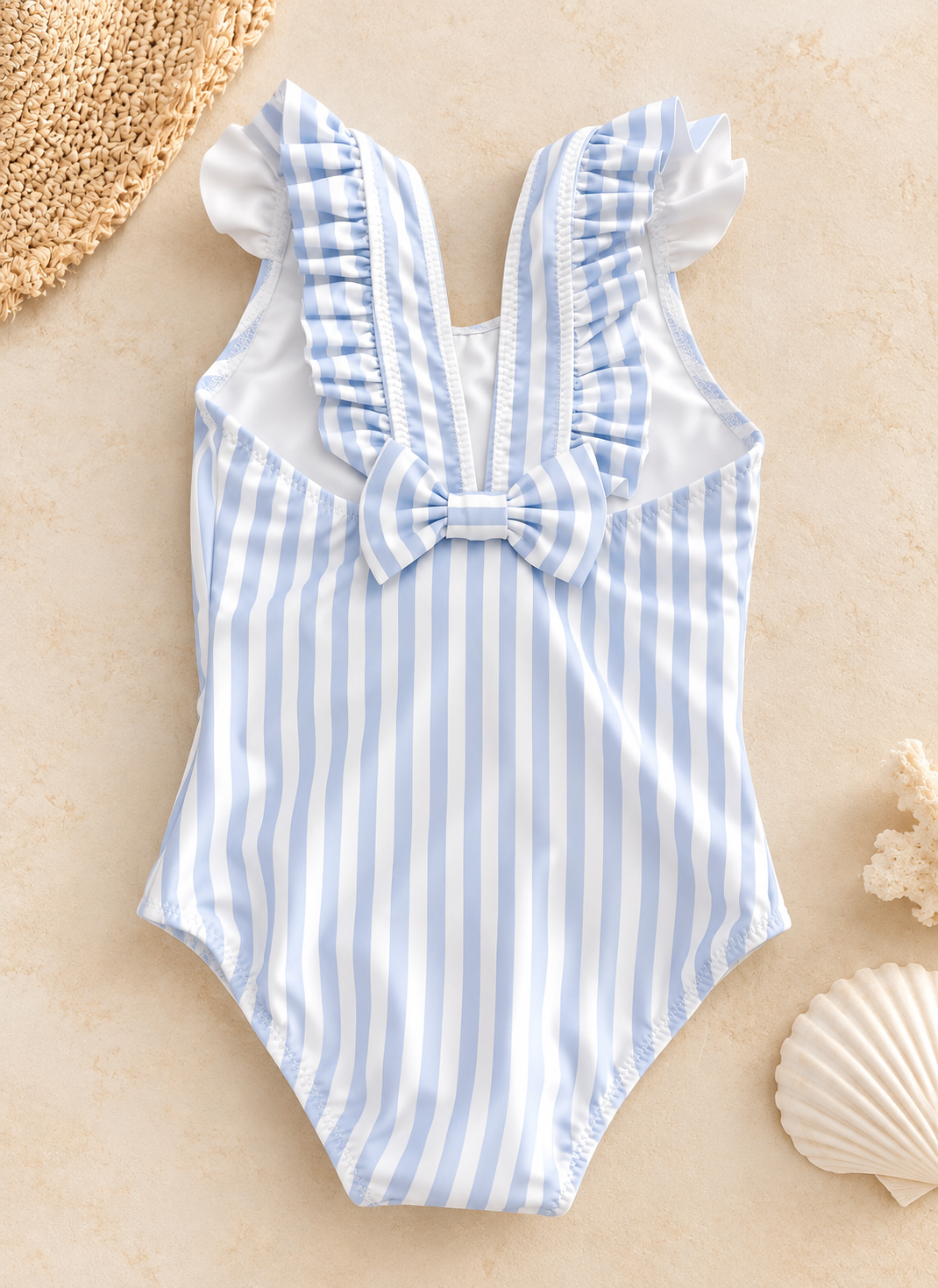 Traje de baño moño rayas azules