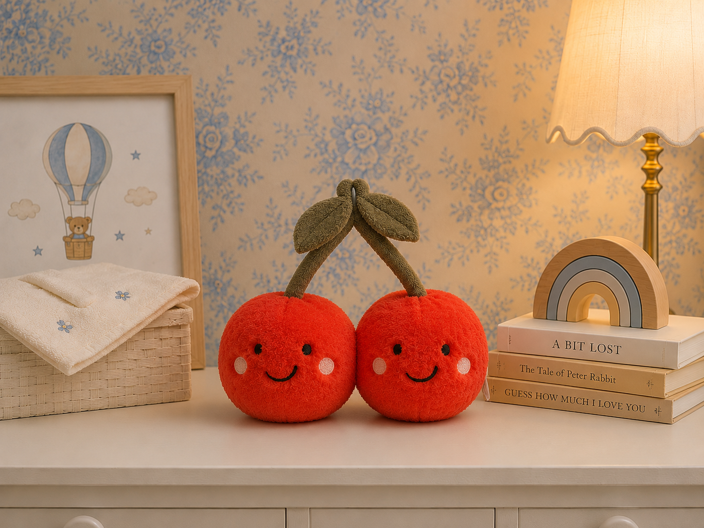 Juguete peluche de cerezas