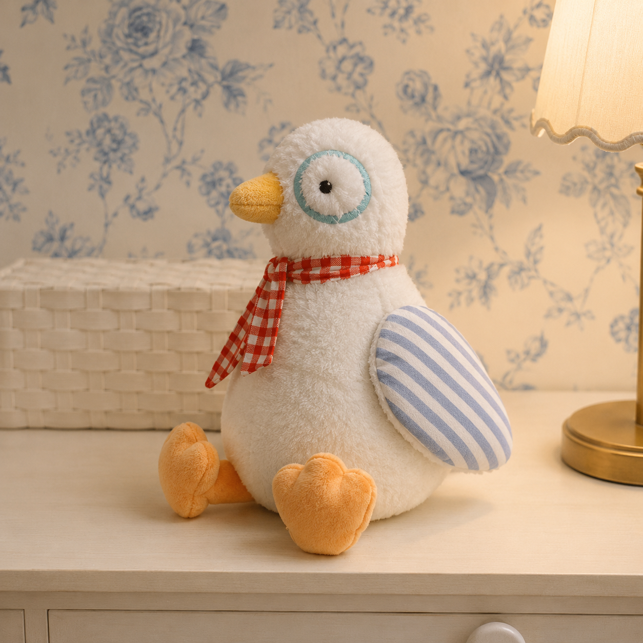 Juguete de peluche pato con lentes