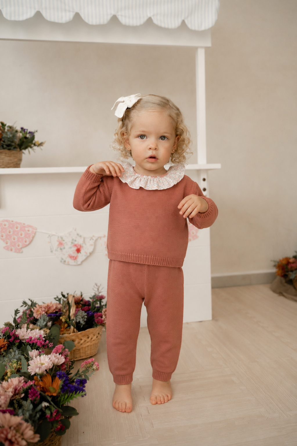 Set pantalon tejido sin pies mamey