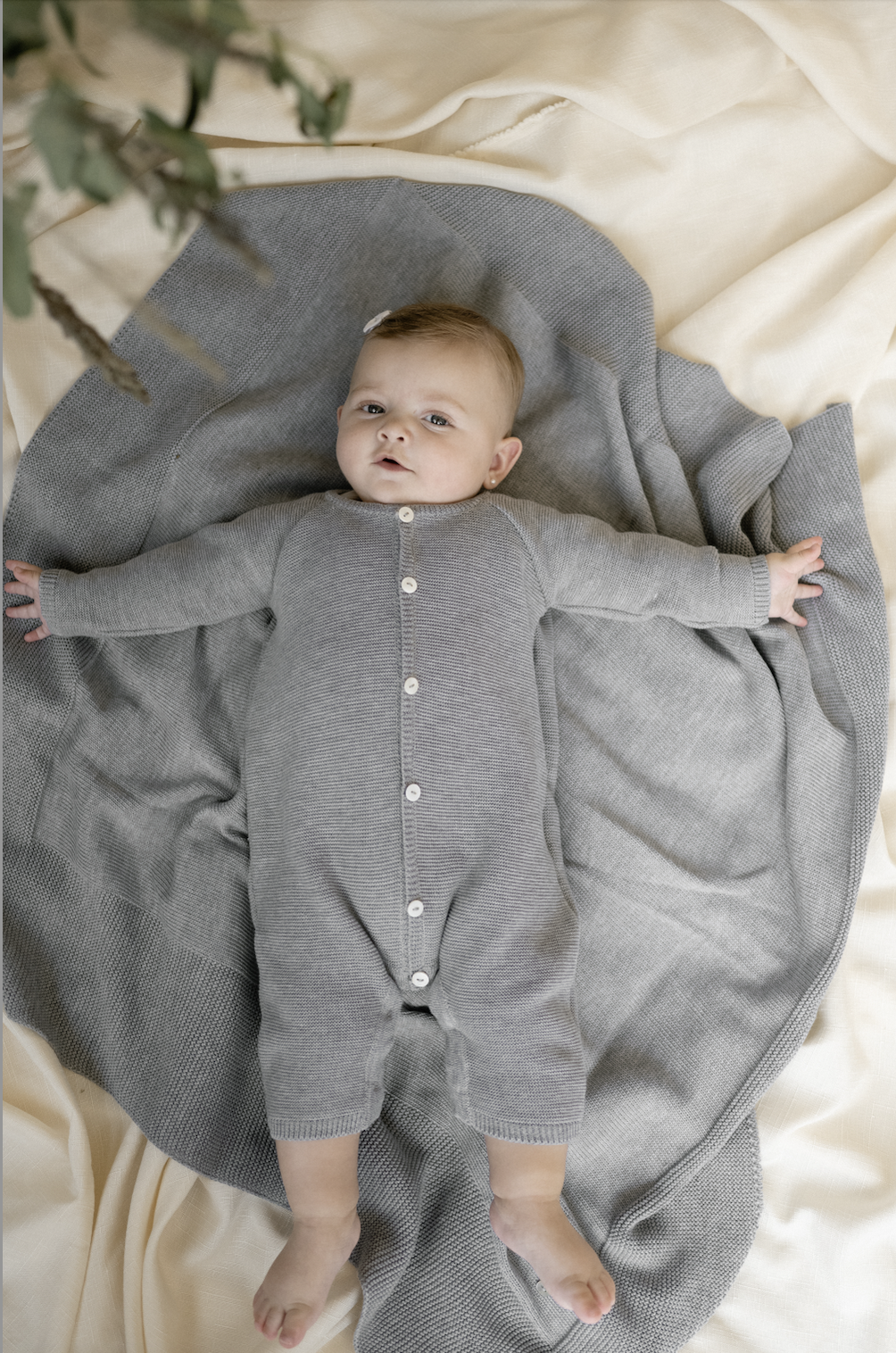 Enterito tejido sin pies gris y arena