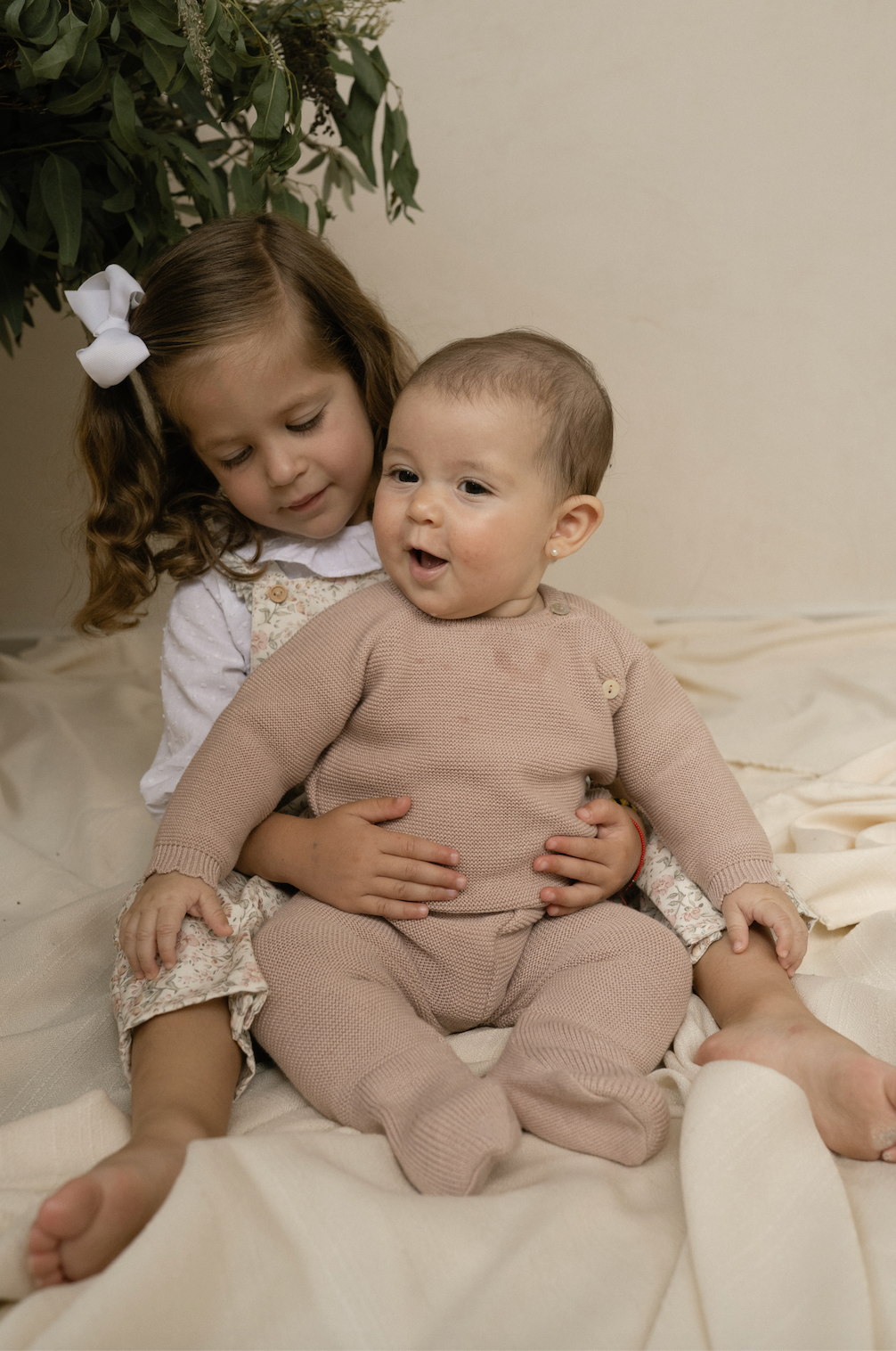 Set pantalón tejido rosa palo