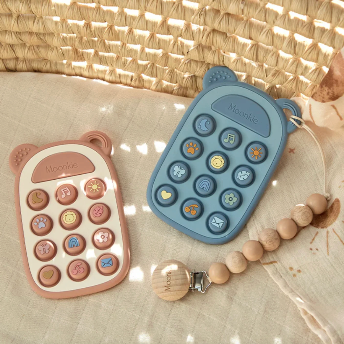 Juguete sensorial pop it telefono con portachupon