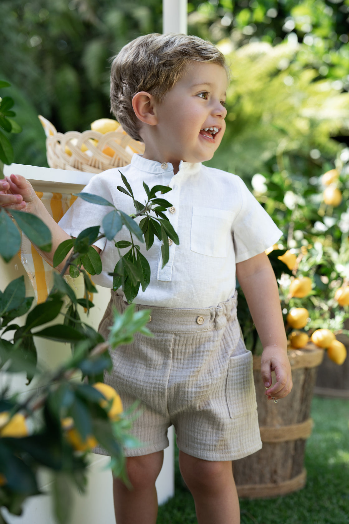 Camisa Charlie lino blanco manga corta