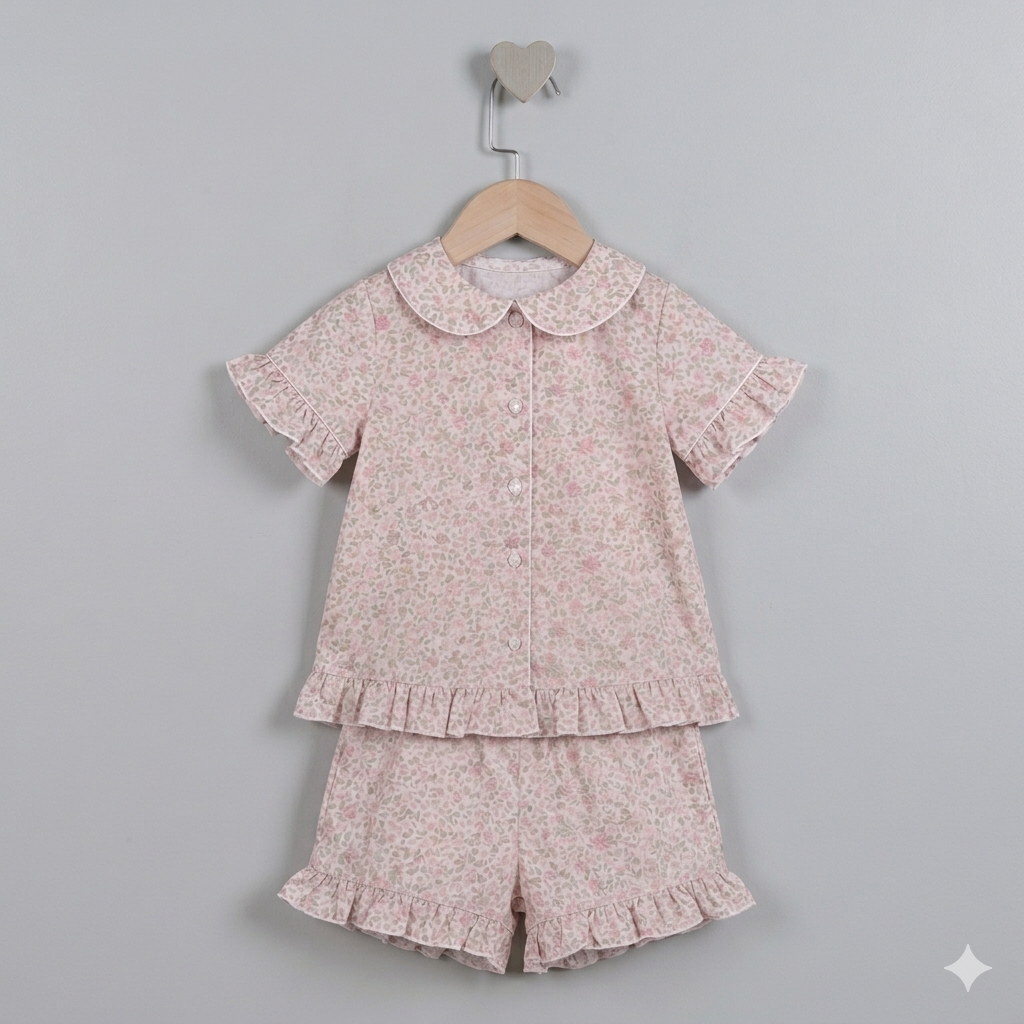 Conjunto shorts flores rosas