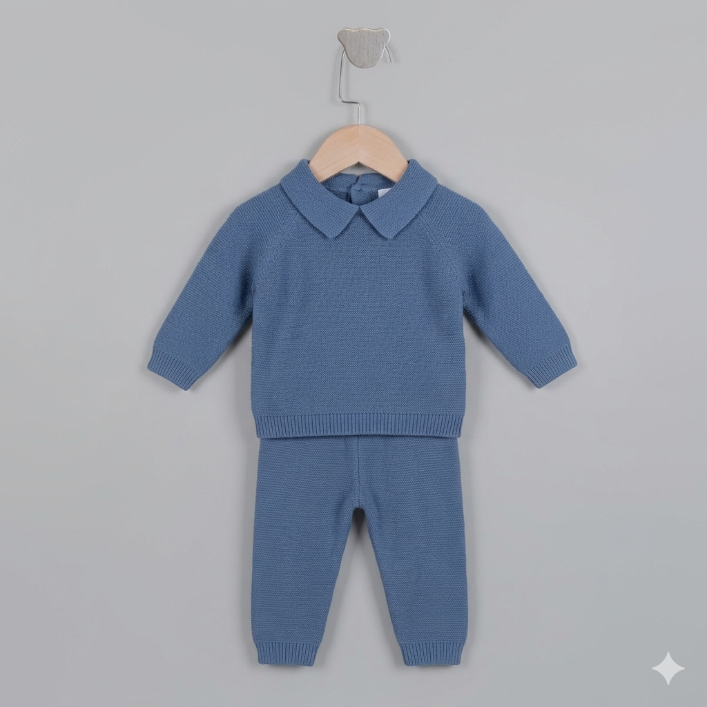 Set pantalon tejido sin pies indigo