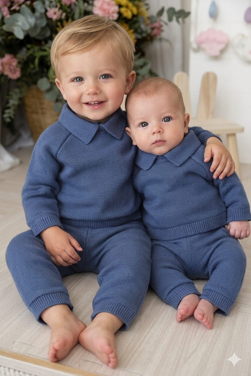 Set pantalon tejido sin pies indigo