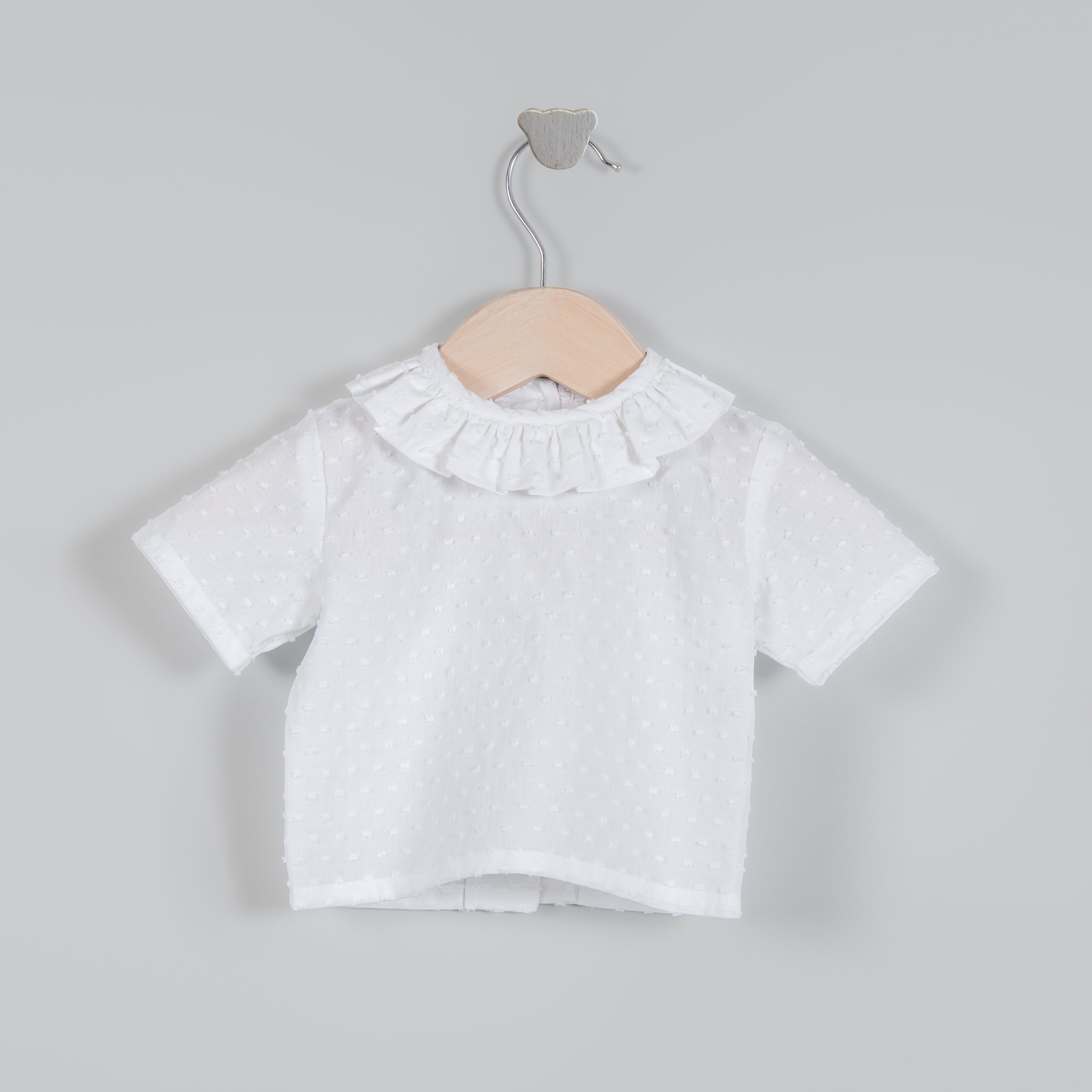 Camisa Lorenza plumeti blanca manga corta