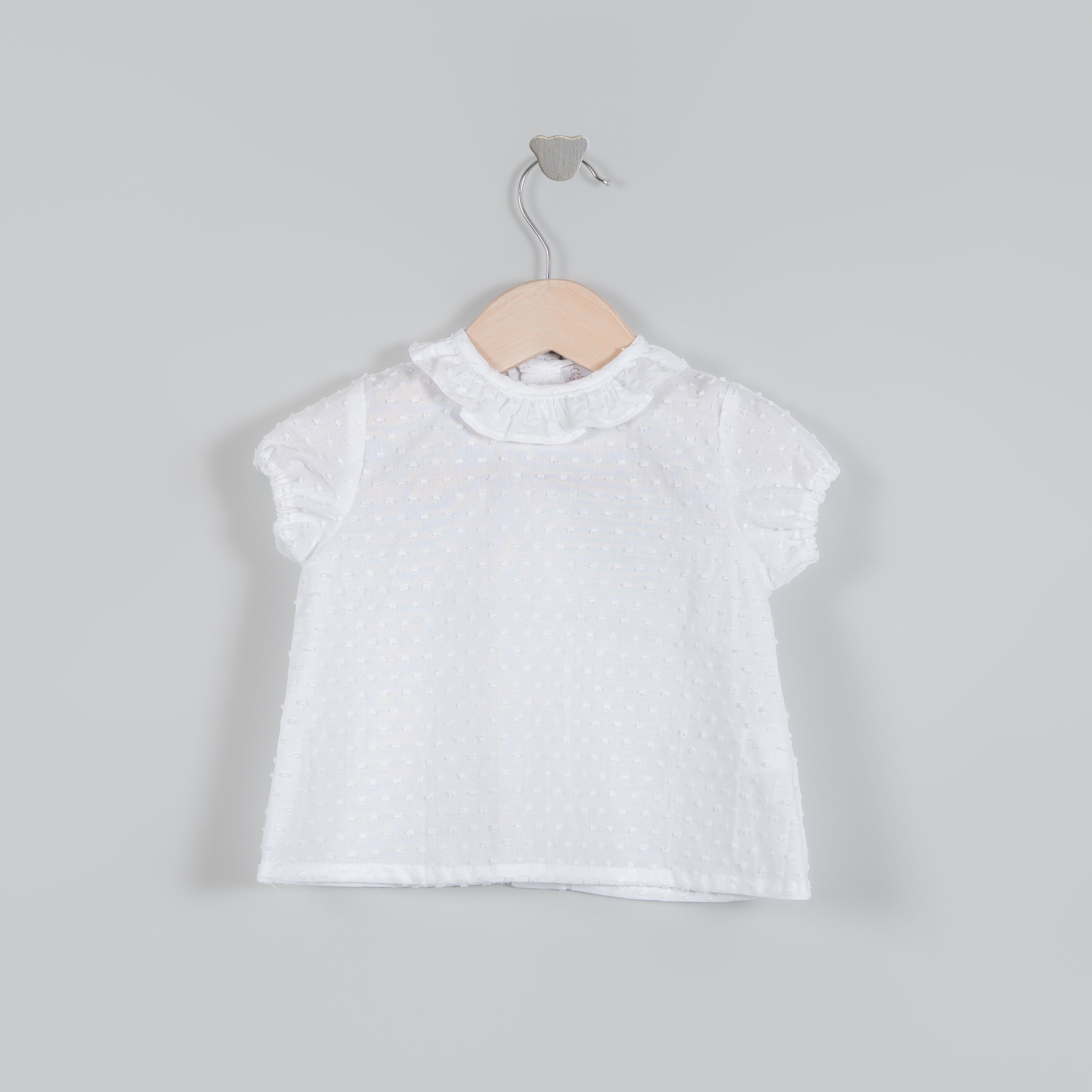 Camisa Lorenza plumeti blanca manga corta