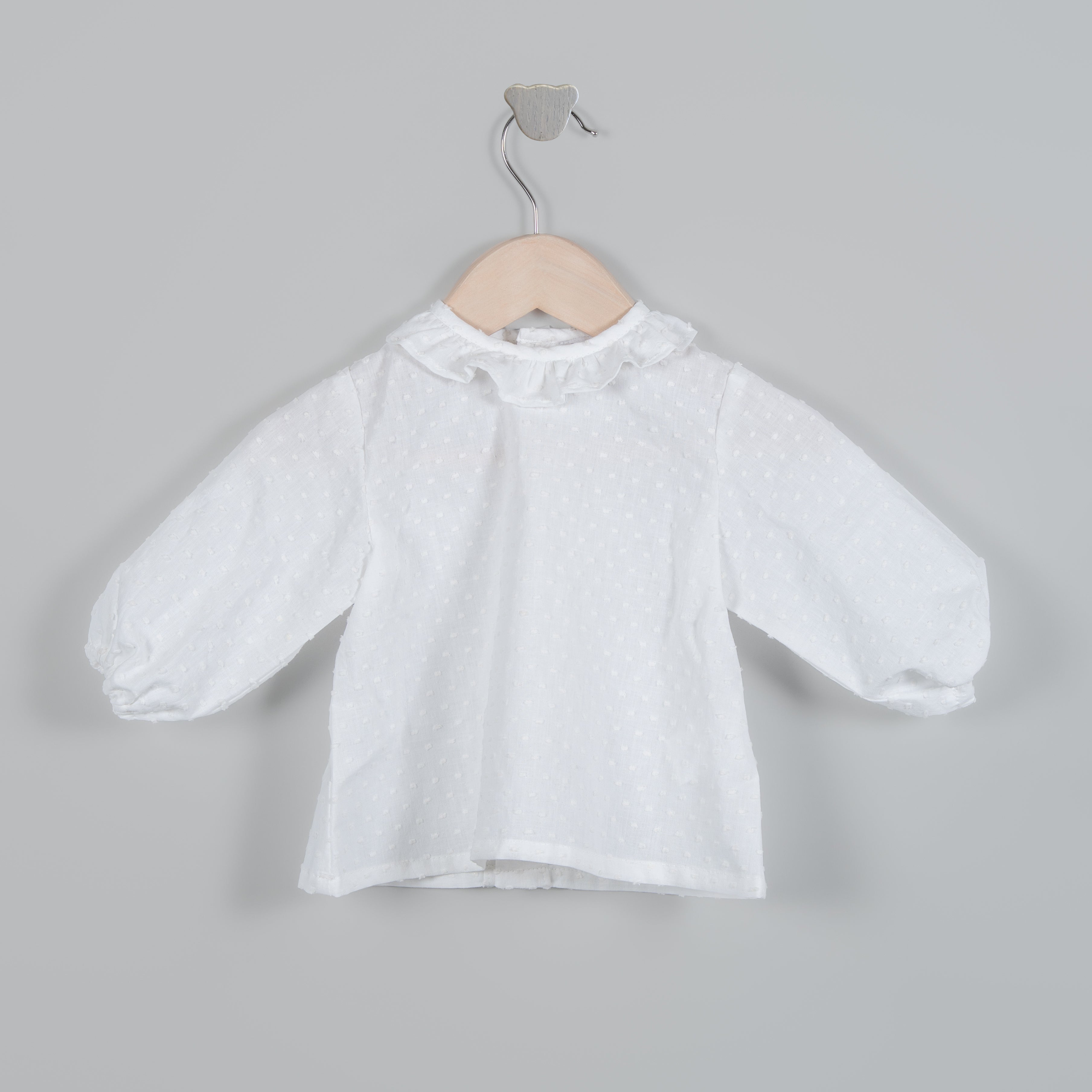 Camisa Lorenza plumeti blanca manga 3/4