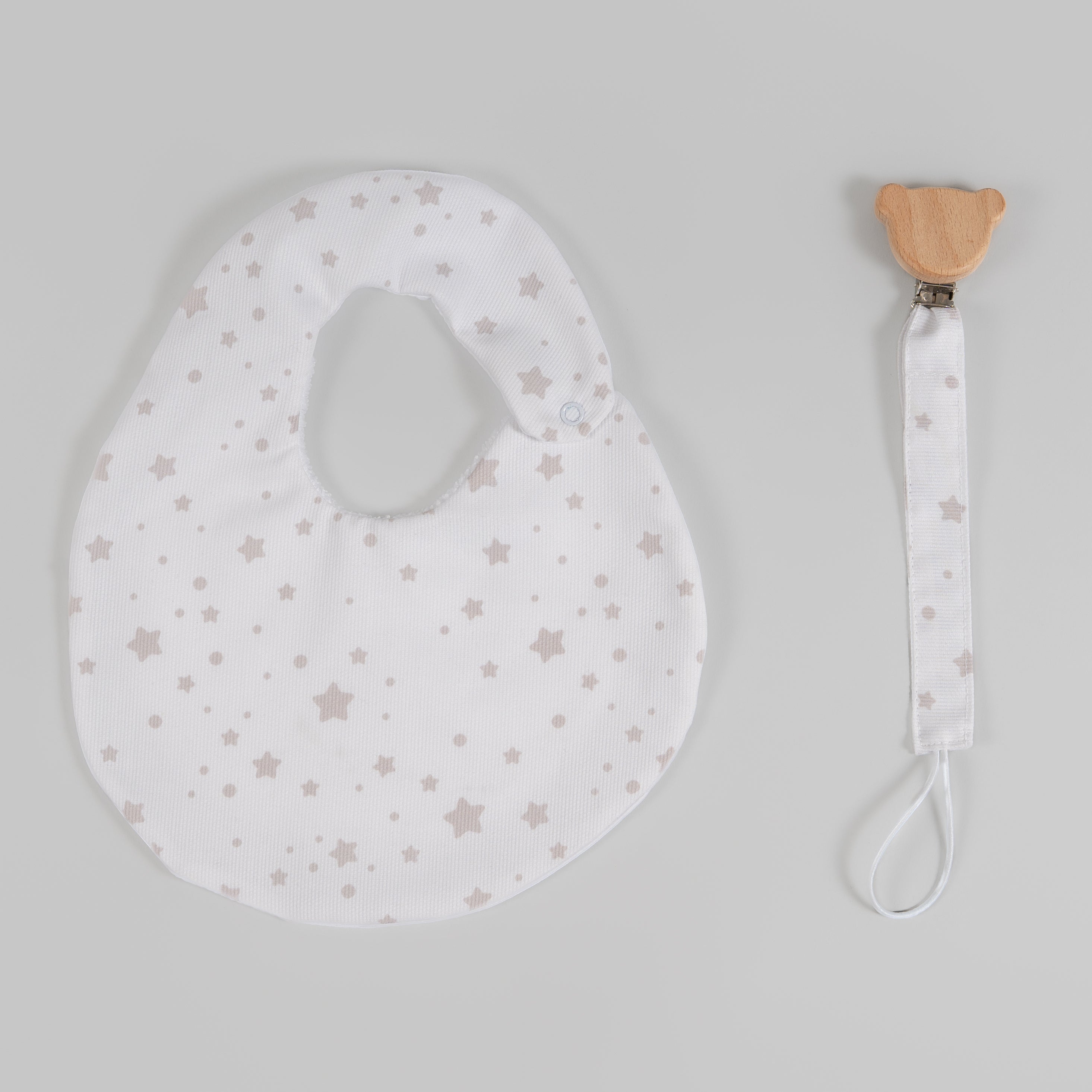 Set babero & portachupon estrellas