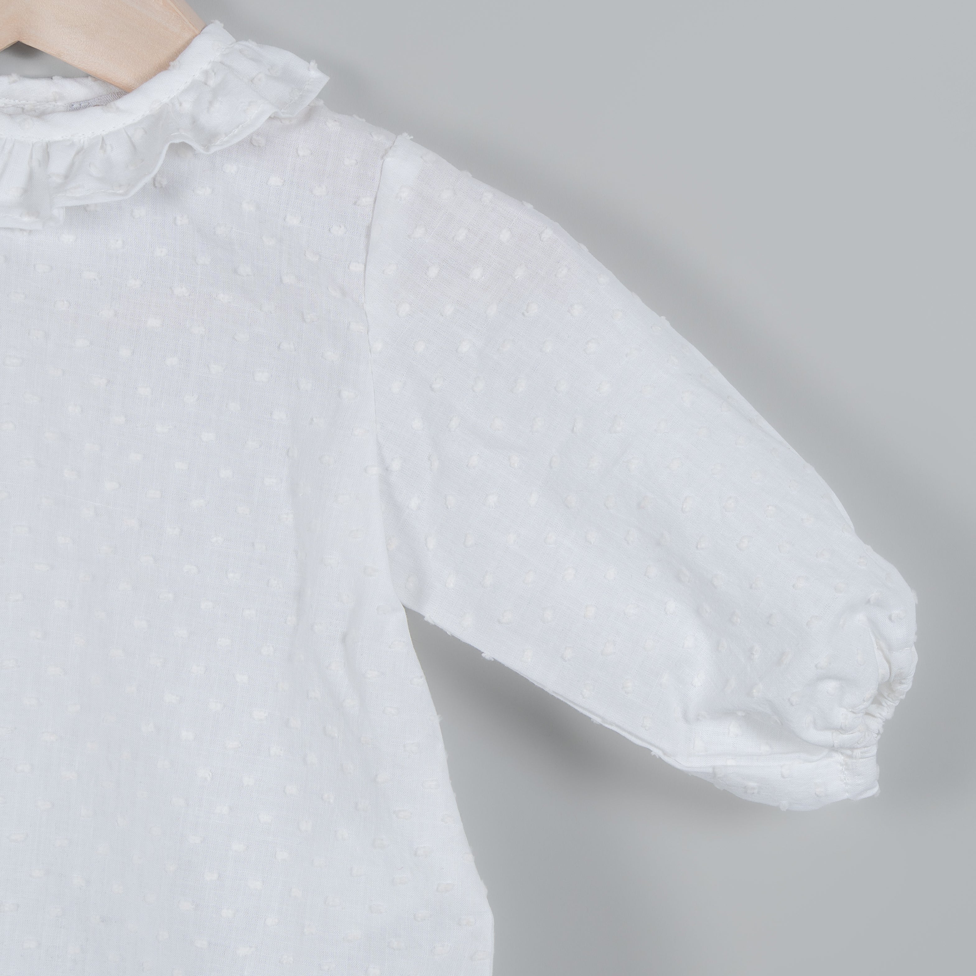 Camisa Lorenza plumeti blanca manga 3/4