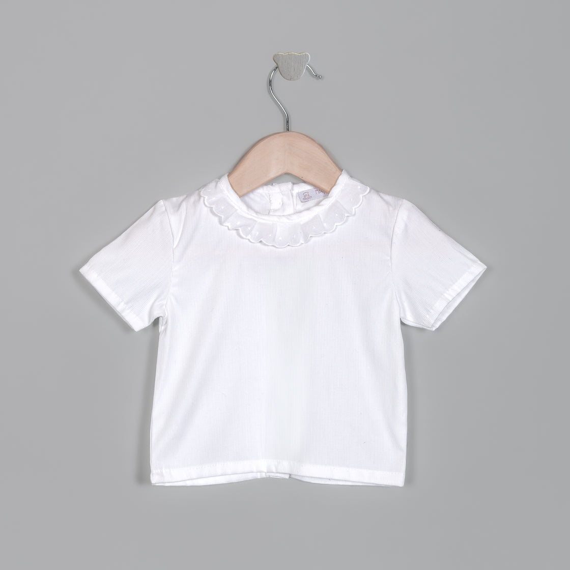 Camisa de pique con tira bordada para bebé manga corta