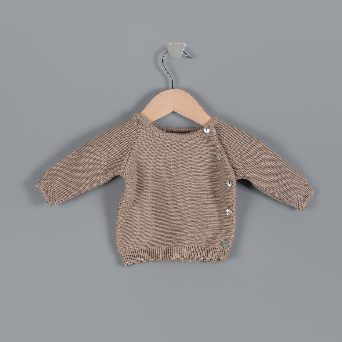 Set cobija & sueter garigoleado beige