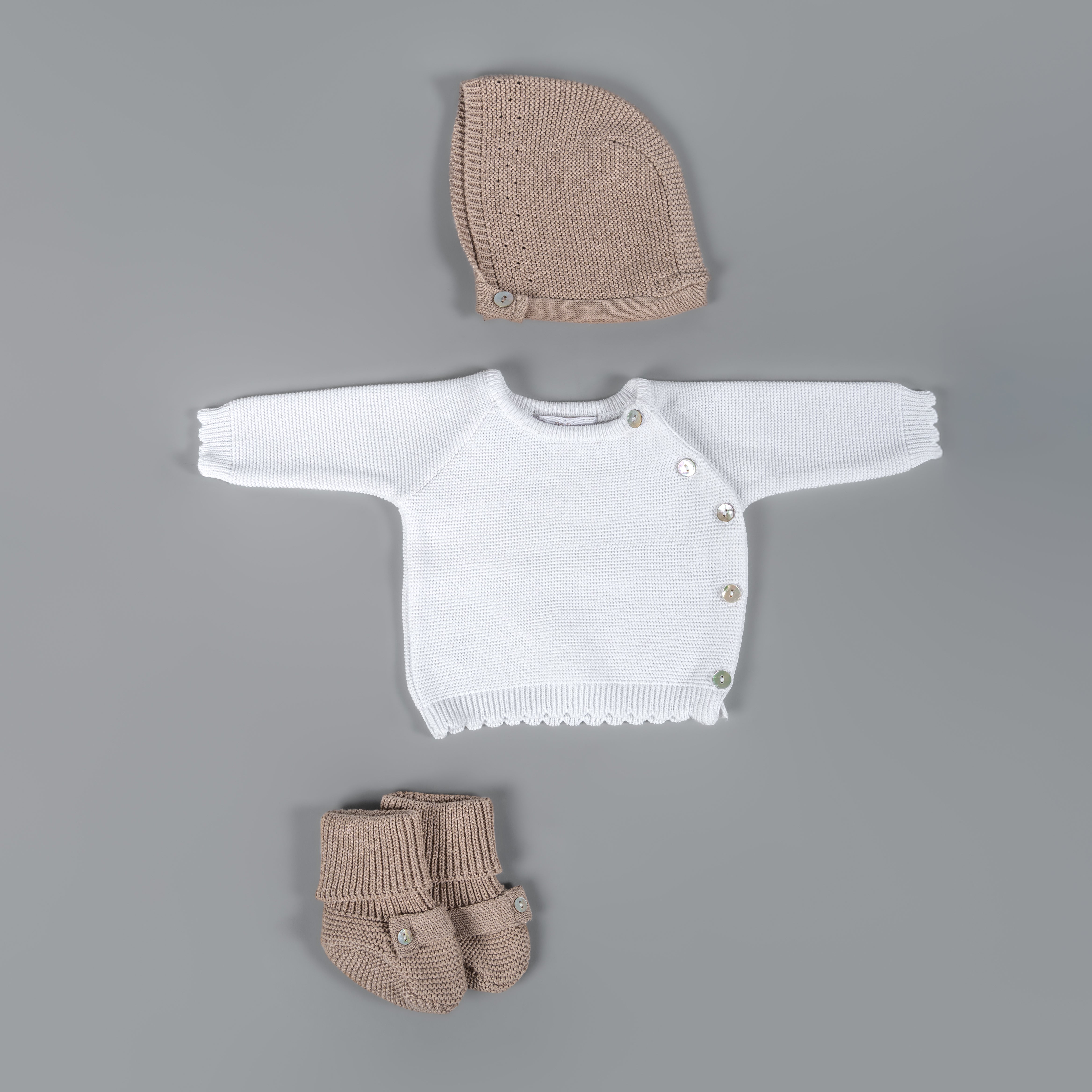 Set bebe garigoleado sueter blanco