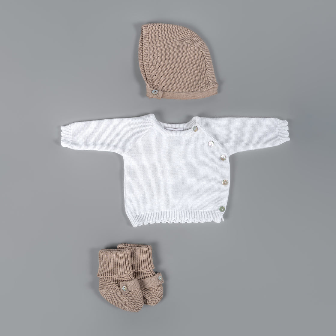 Set bebe garigoleado sueter blanco