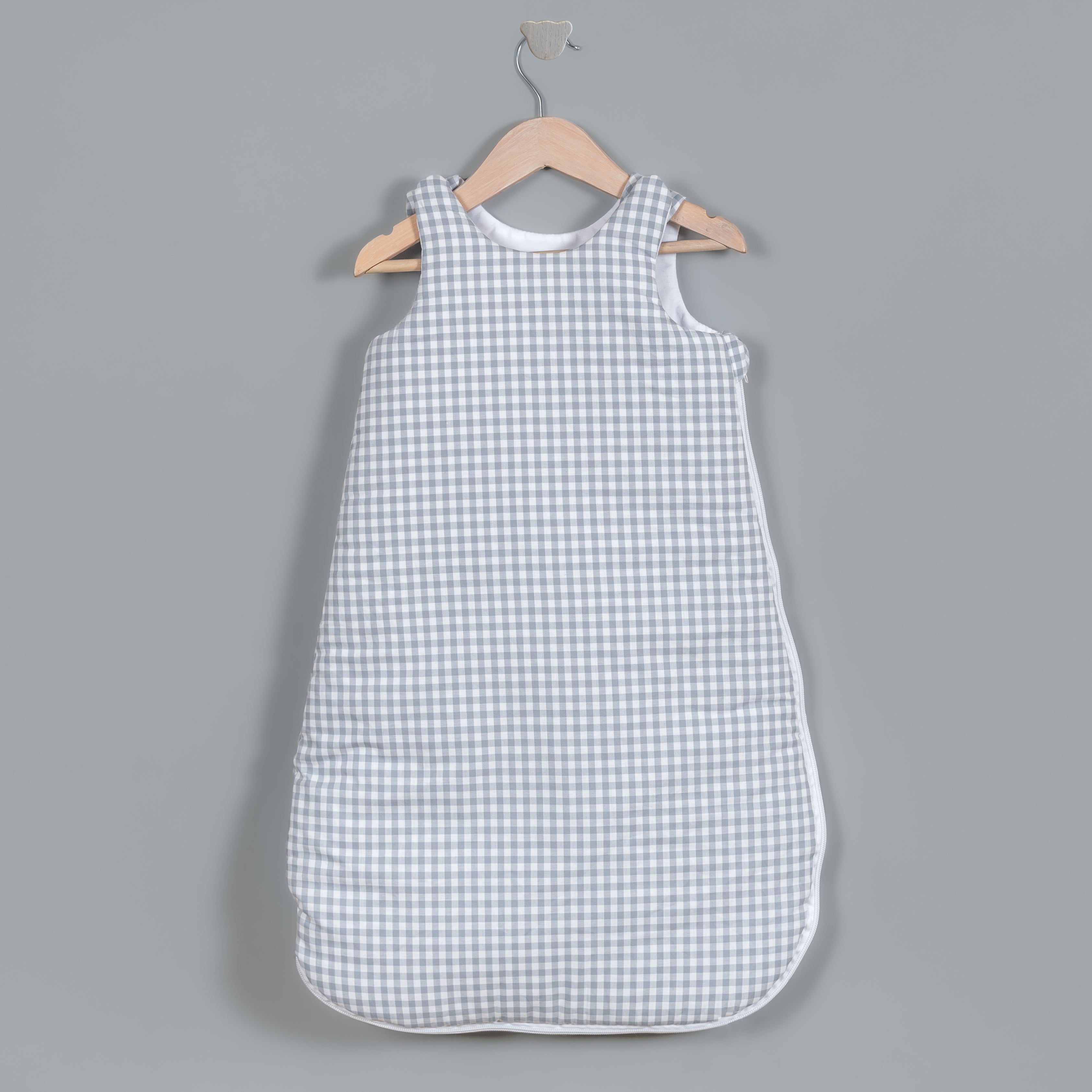 Saquito de dormir verano cuadros azul/gris