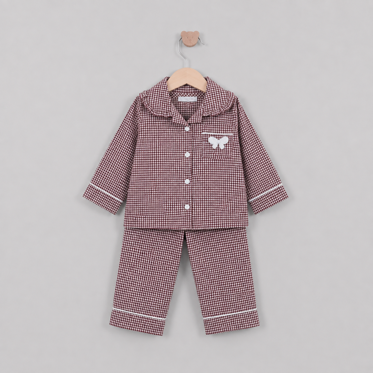 Pijama navideña franela vino con moño