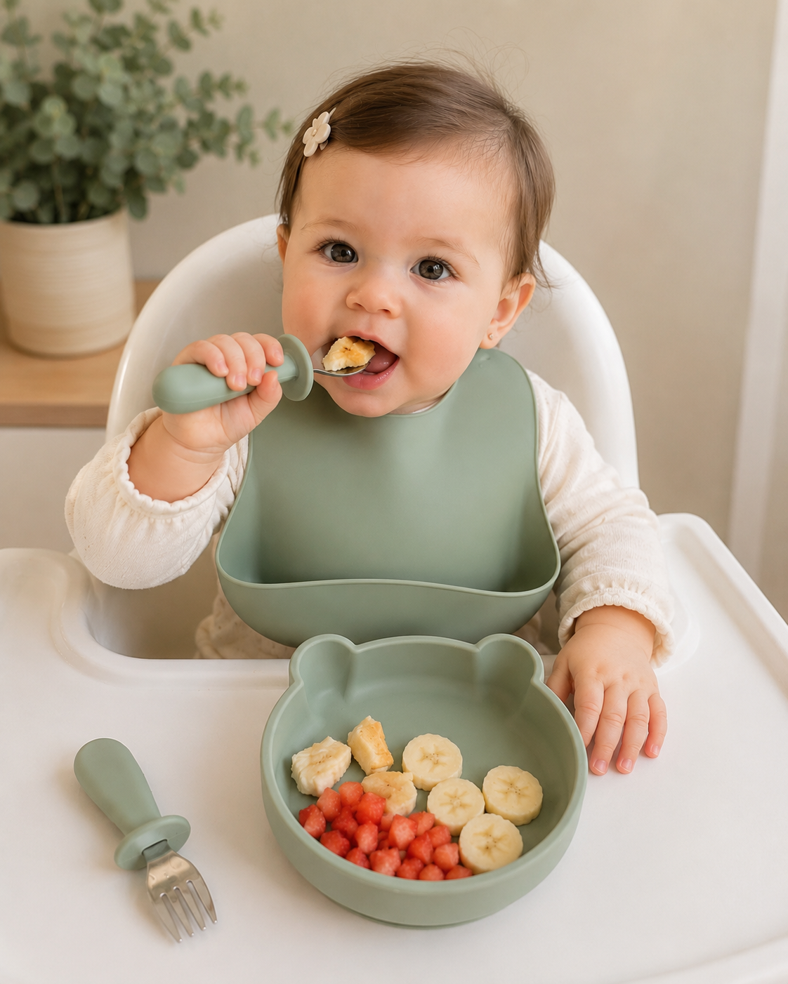 Kit alimentación oso silicon (con tapa y cubiertos)