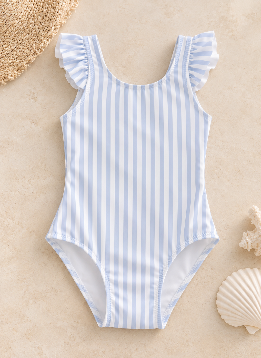 Traje de baño moño rayas azules